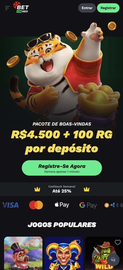 O cassino BetOnRed no celular — oferta de boas-vindas e jogo com um toque